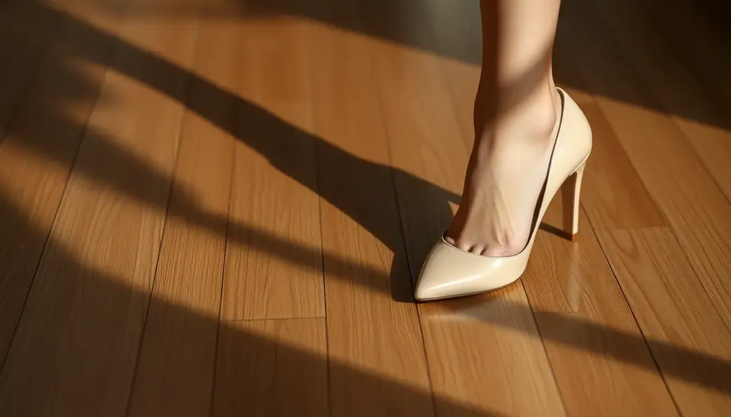 A petite woman wearing a vertically striped dress to enhance her height.
